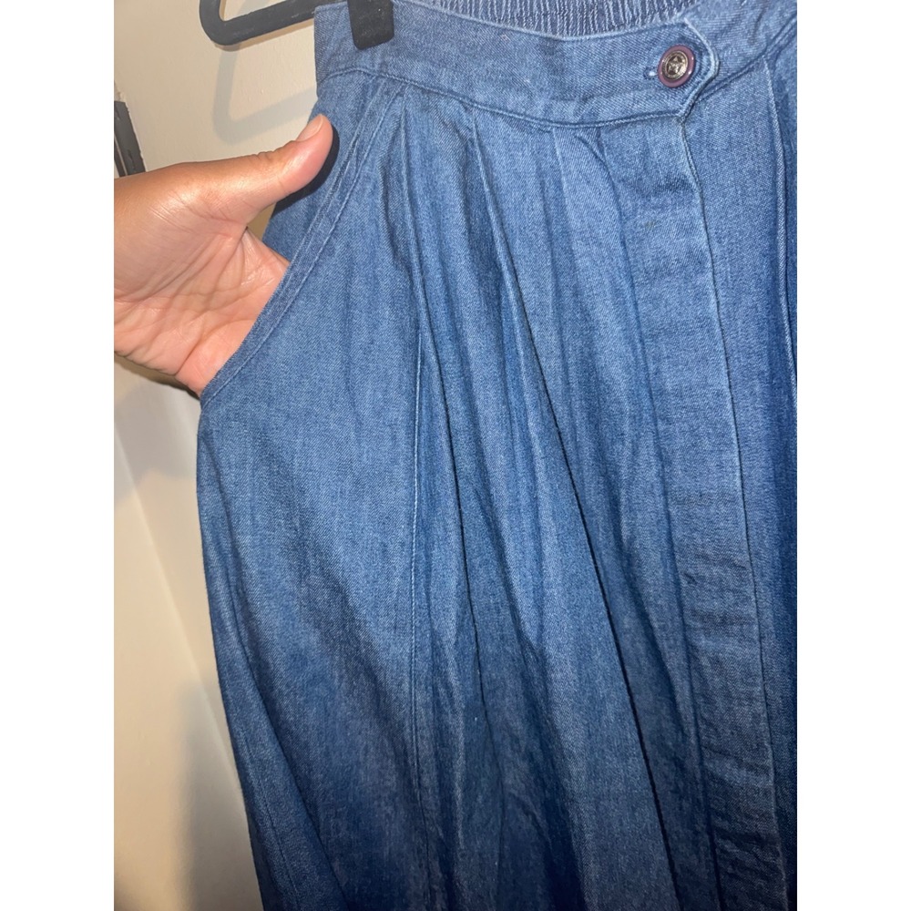 Vtg Eagles Eye Western Embroidered Denim Midi Skirt Button Front Cowboy Boot - Picture 2 of 10